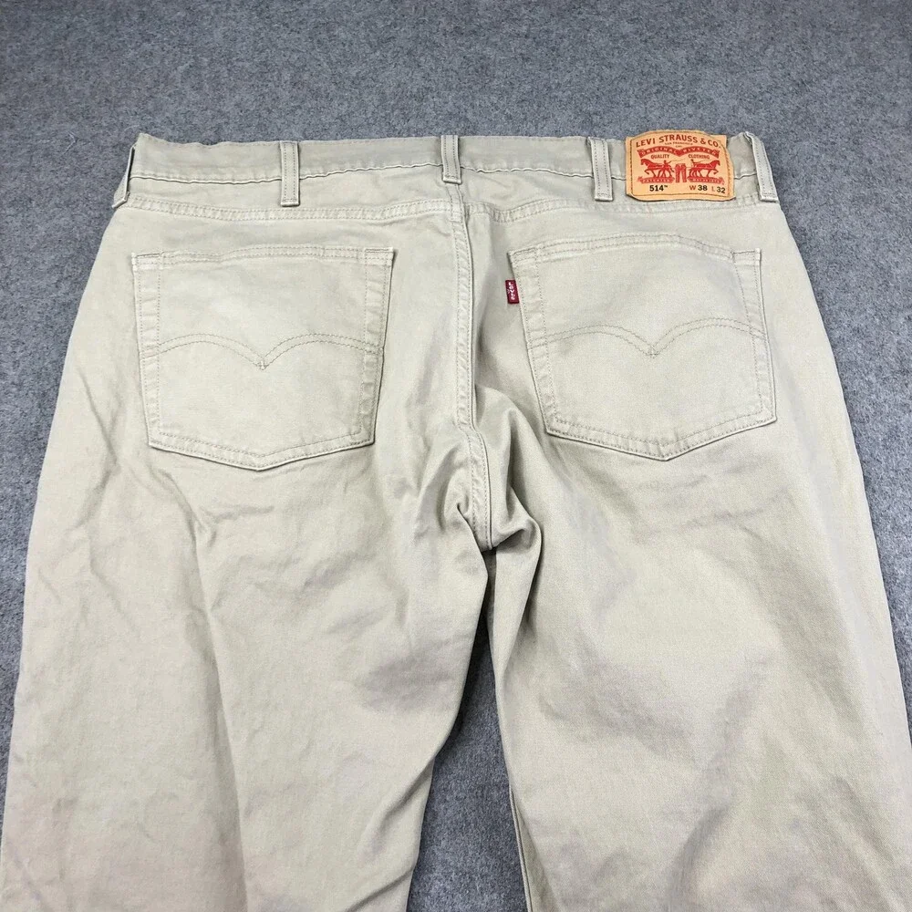Levis 514 Jeans Mens 38x32 Beige Light Wash Regular Straight Denim Pants Casual